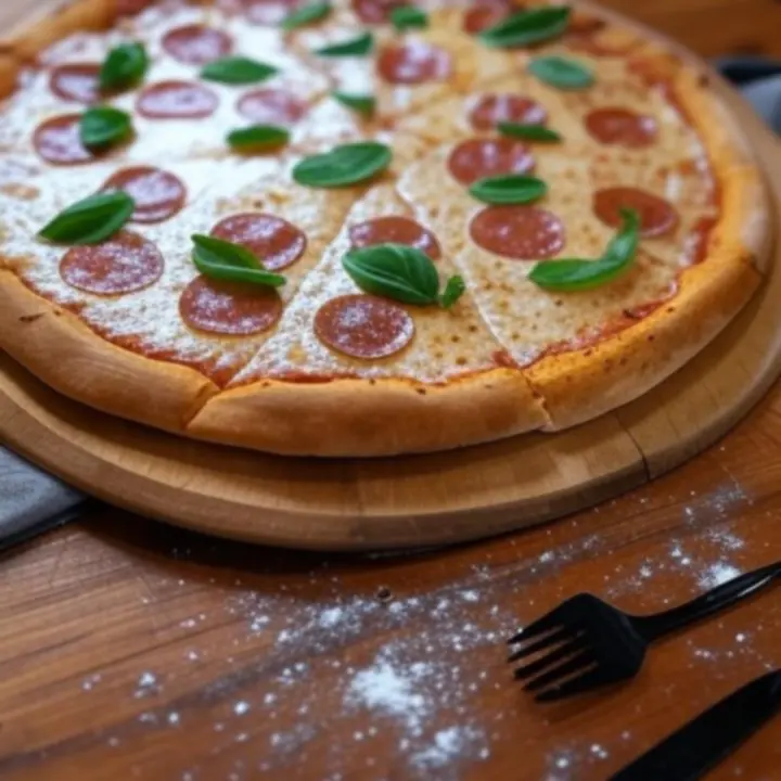 Pizza rzemieślnicza z pieca opalanego drewnem z chrupiącą skórką i świeżymi składnikami