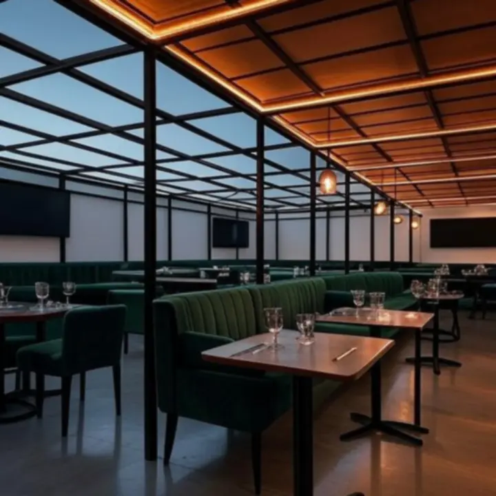 Wnętrze LoftWingss z eleganckim designem i oświetleniem