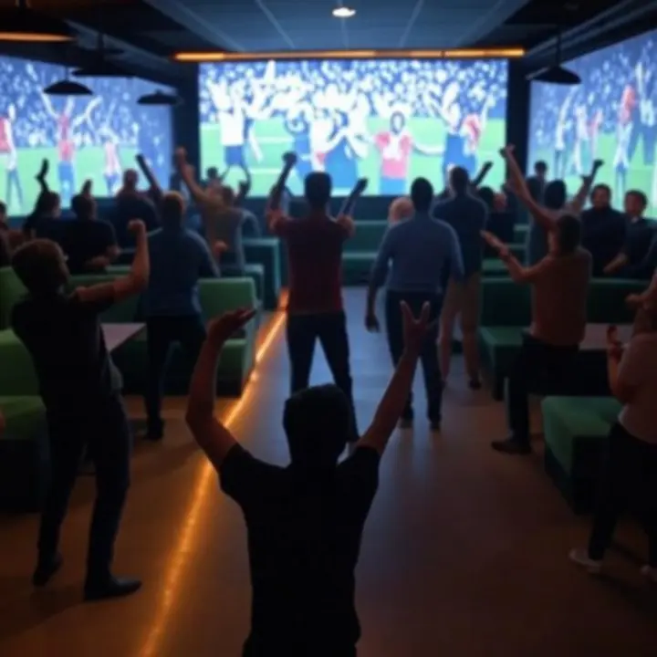 Intensywna atmosfera podczas transmisji meczu na dużych ekranach