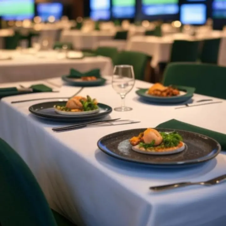 Strefa restauracyjna z porcelaną i zastawą w aranżacji fine dining