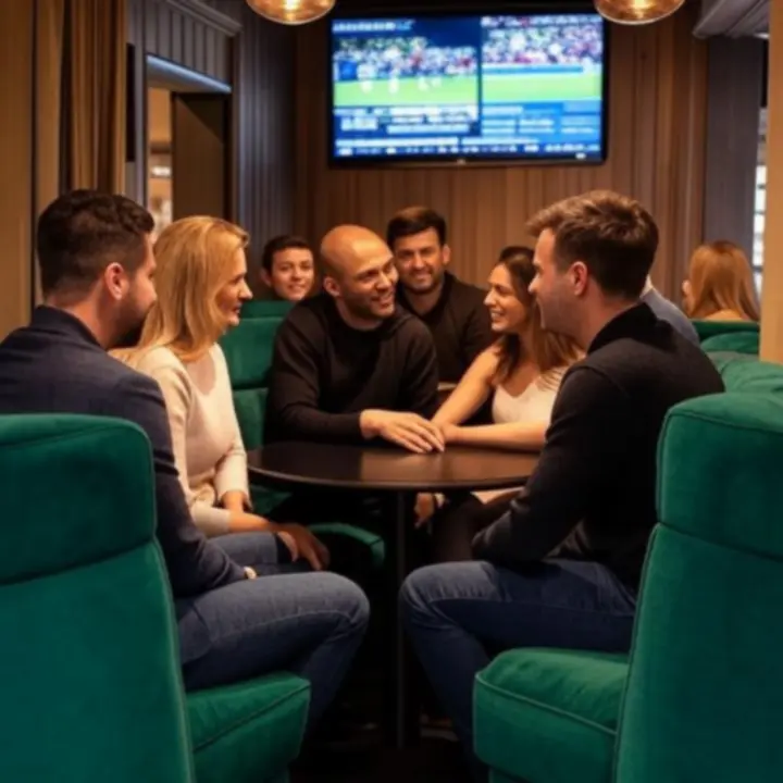 Prywatne loże w kolorze głębokiej zieleni z wygodnymi fotelami