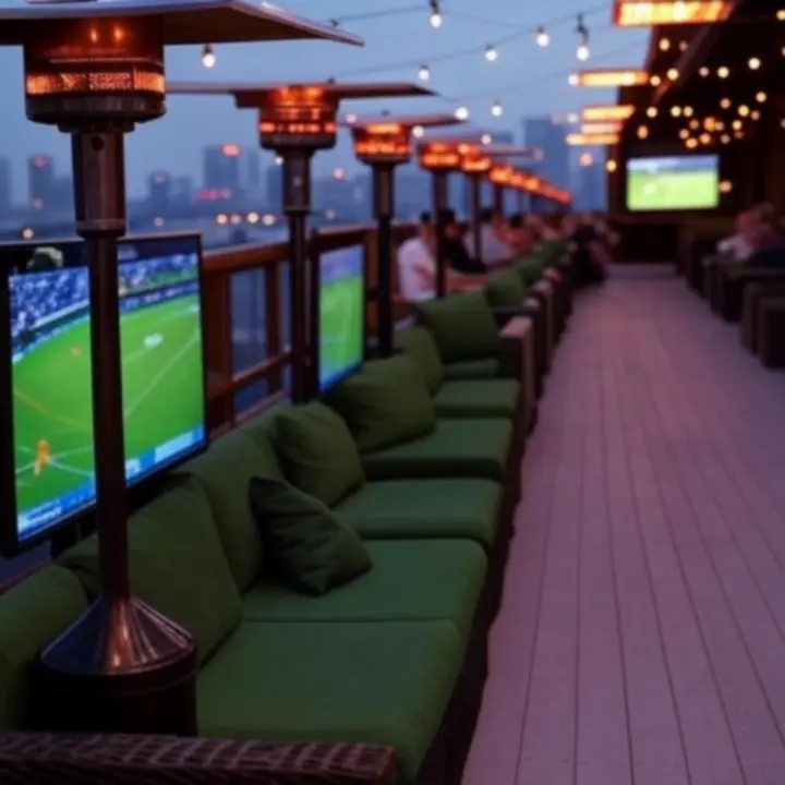 Taras sezonowy z grzejnikami i ekranami na świeżym powietrzu