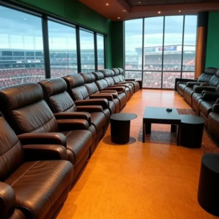 Salon VIP z skórzanymi fotelami i panoramicznym widokiem